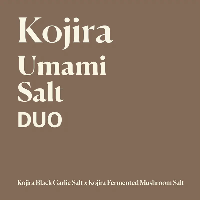 Gourmet salt gift sets: Kojira Umami Salt Duo with Black Garlic Salt and Fermented Mushroom Salt