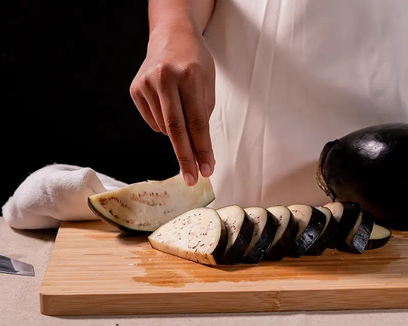 how salt affects texture as aubergine is salted before cooking