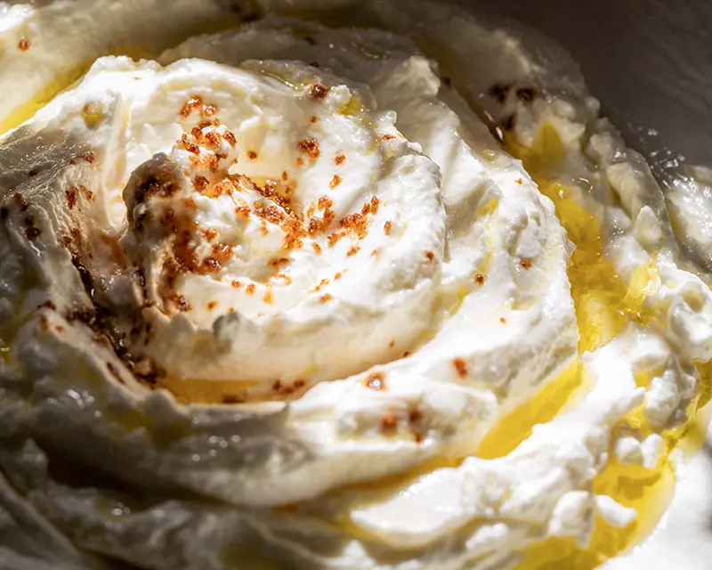how to salt yogurt with olive oil and finishing salt