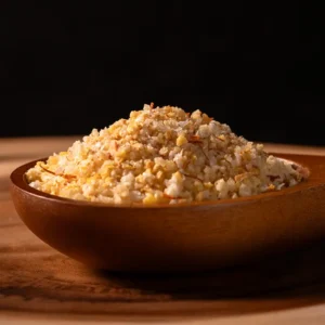 Saffron salt on wooden spoon with Super Negin threads