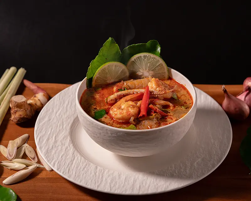Why salt makes food taste better in tom yum soup with seafood, lemongrass, chilli and makrut lime.